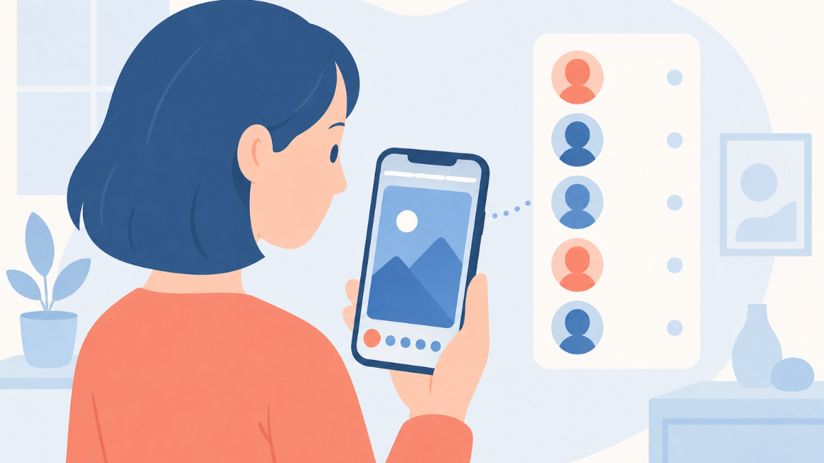 スマホでインスタのストーリー閲覧者リストを確認している様子