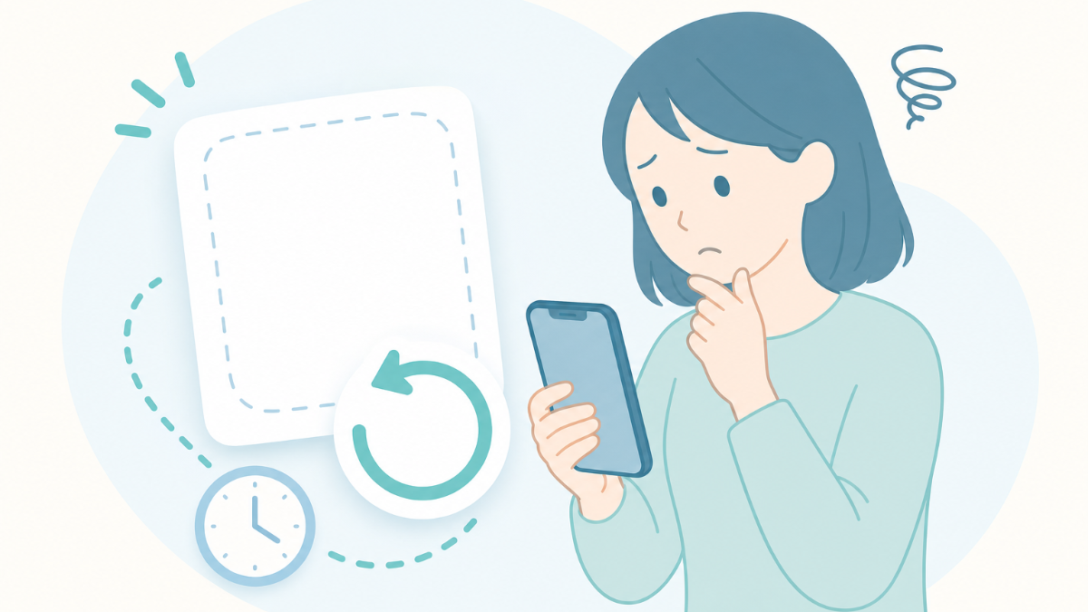 スマホで「最近削除済み」フォルダから投稿を復元しようとしている様子