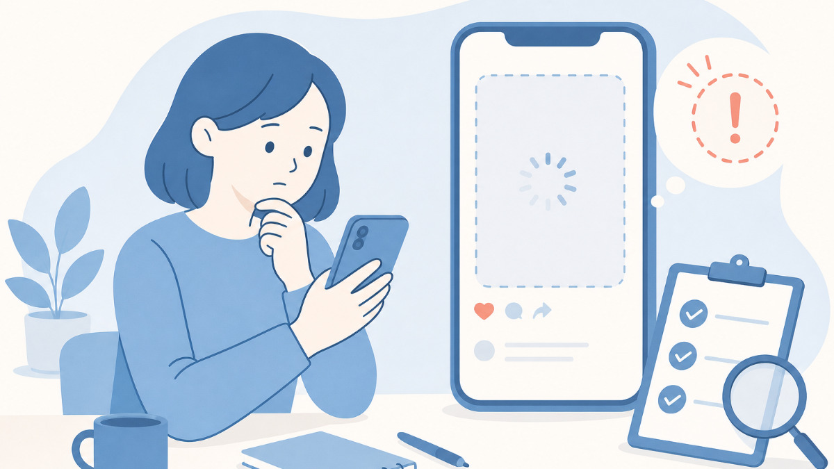 スマホでインスタの下書き一覧を確認している様子