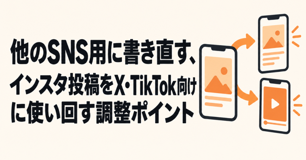 他のSNS用に書き直す、インスタ投稿をX・TikTok向けに使い回す調整ポイント
